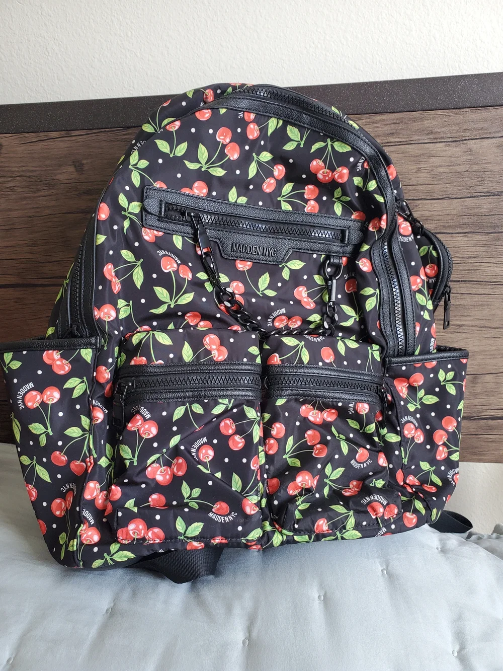 Madden NYC Kids Cherry Print Backpack - Black/Red